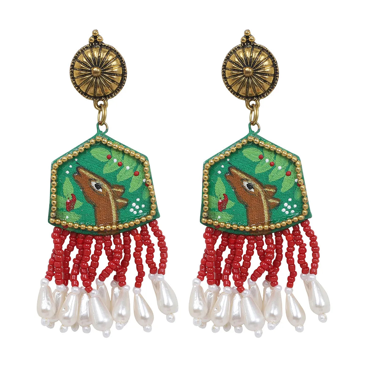 Mithila Traditional Green Handmade Drop (Earrings) HP-ER-