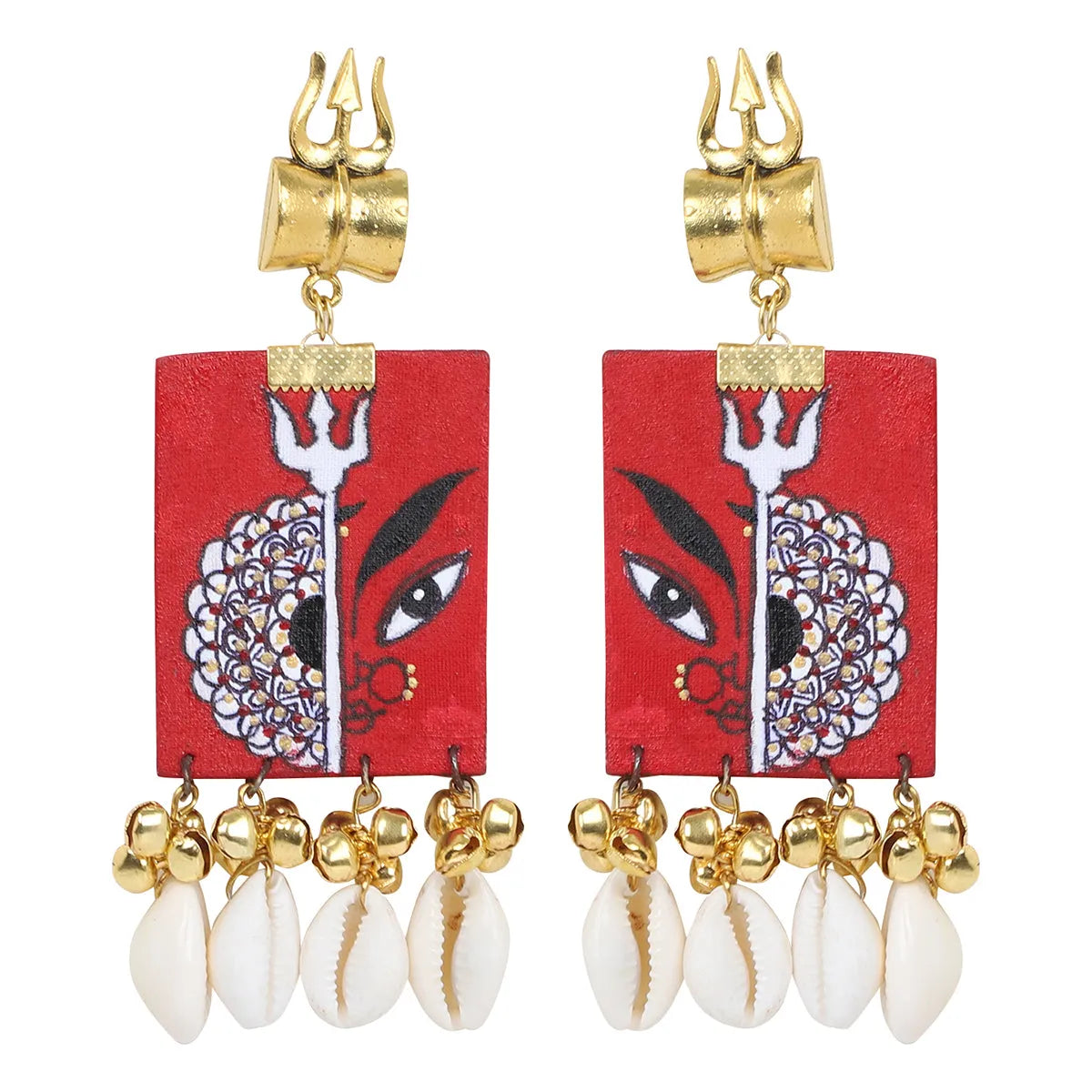 Durga Mandala Traditional Multi Color Hand Painted Drop (Earrings) HP-ER-057