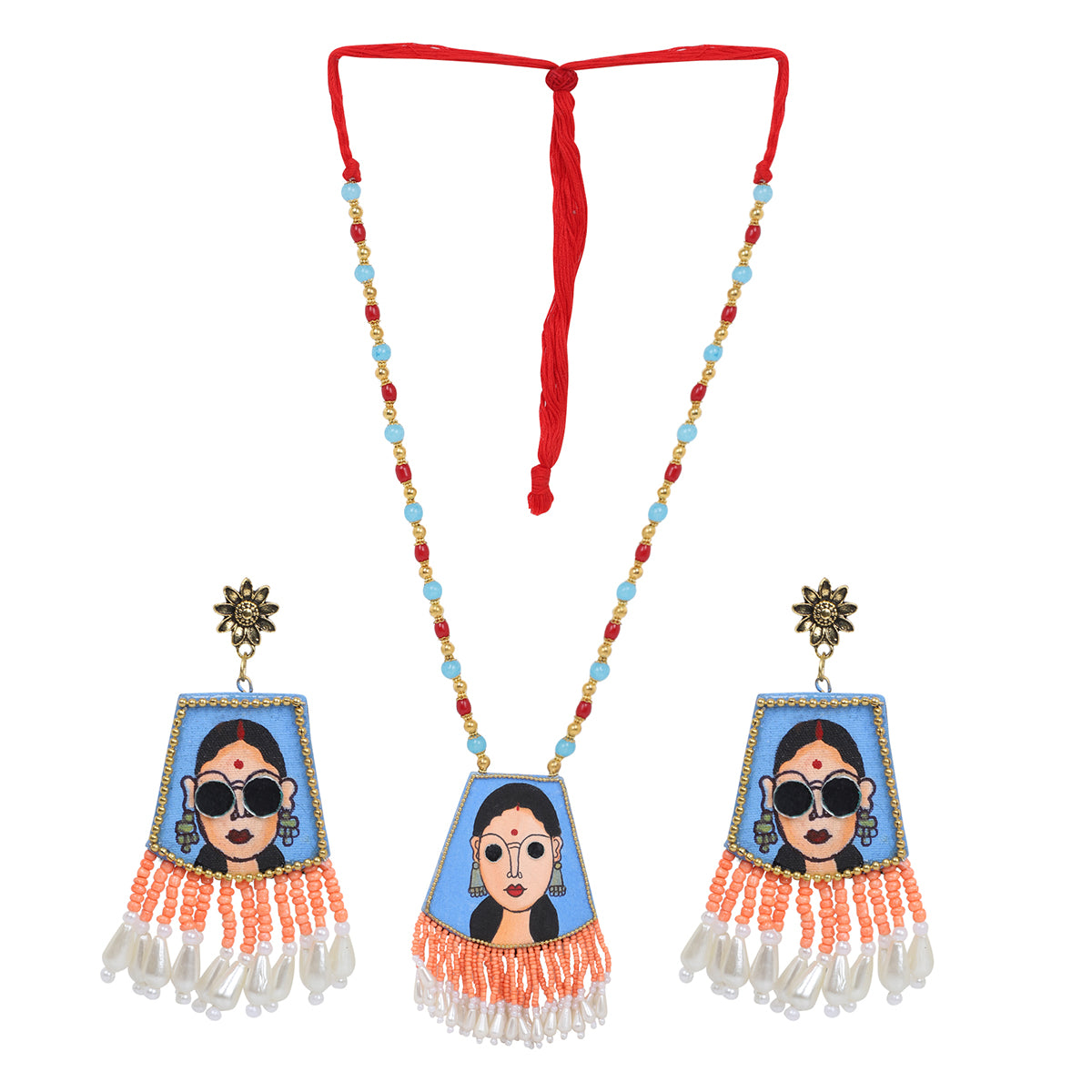 Darpan Bohemian Blue Handmade (Necklace set) HP-NP