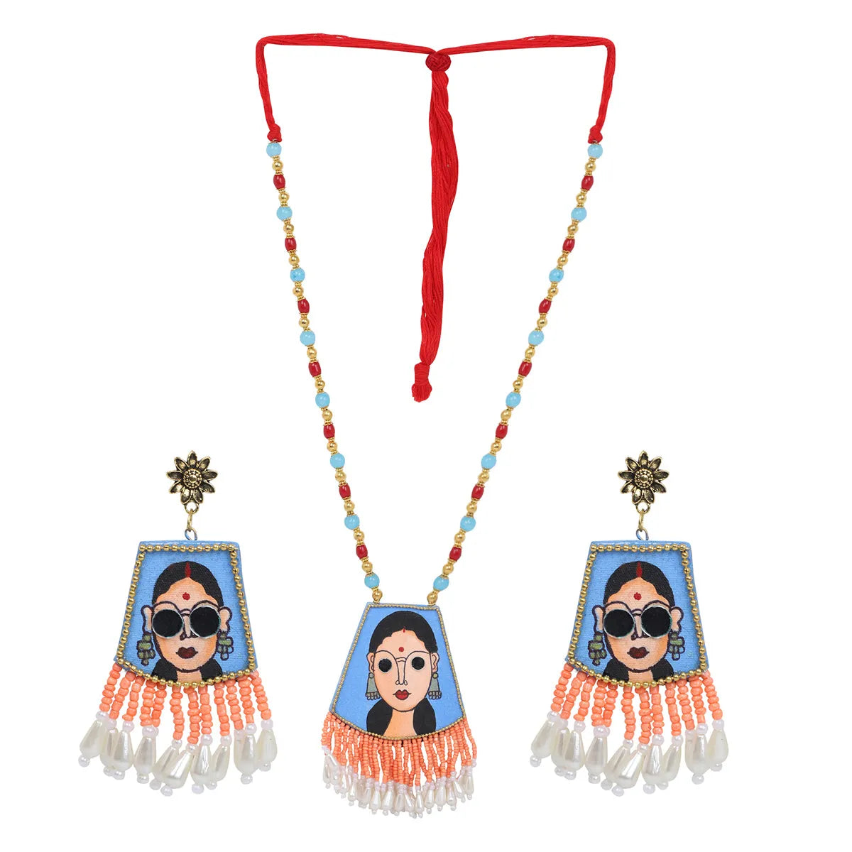 Darpan Bohemian Blue Handmade (Necklace set) HP-NP