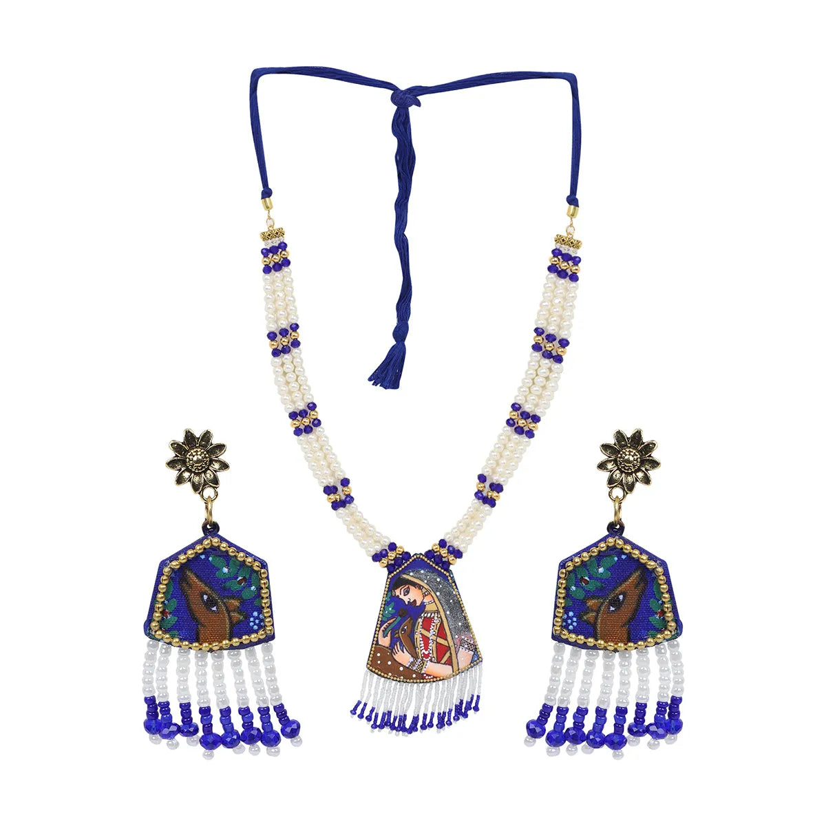 Mithila Blue Classic Hand Painted (Necklace Set) HP-NP-063