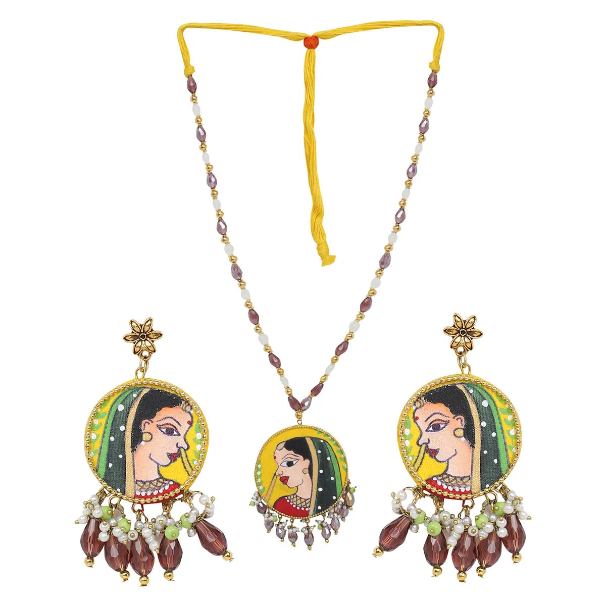 Nayana Haldi Yellow Classic Hand Painted (Necklace Set) HP-NP-162