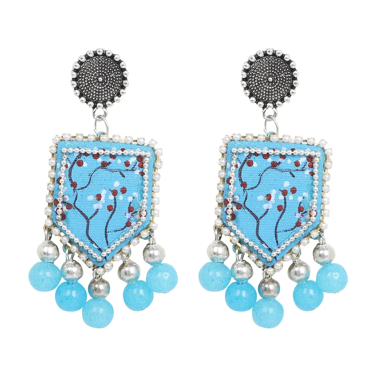 Cassia Traditional Multi Color Hand Painted Drop (Earrings) HP-ER-037