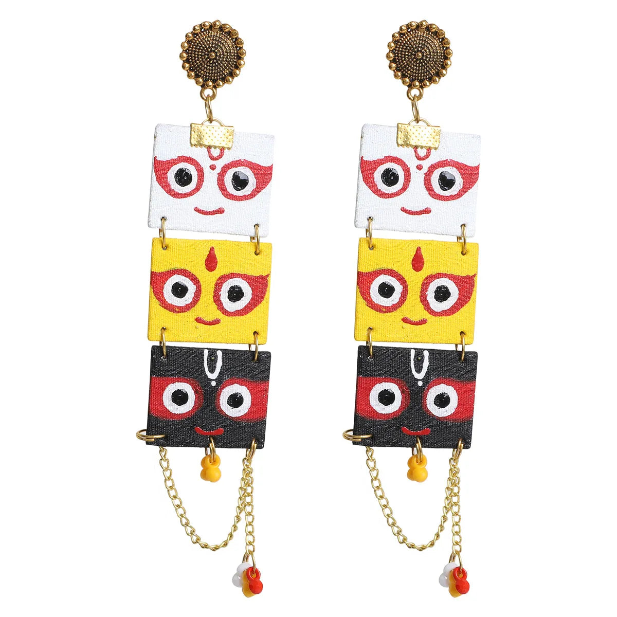Keshava Puri Jagannath Traditional Multi Color Hand Painted Drop (Earrings) HP-ER-160