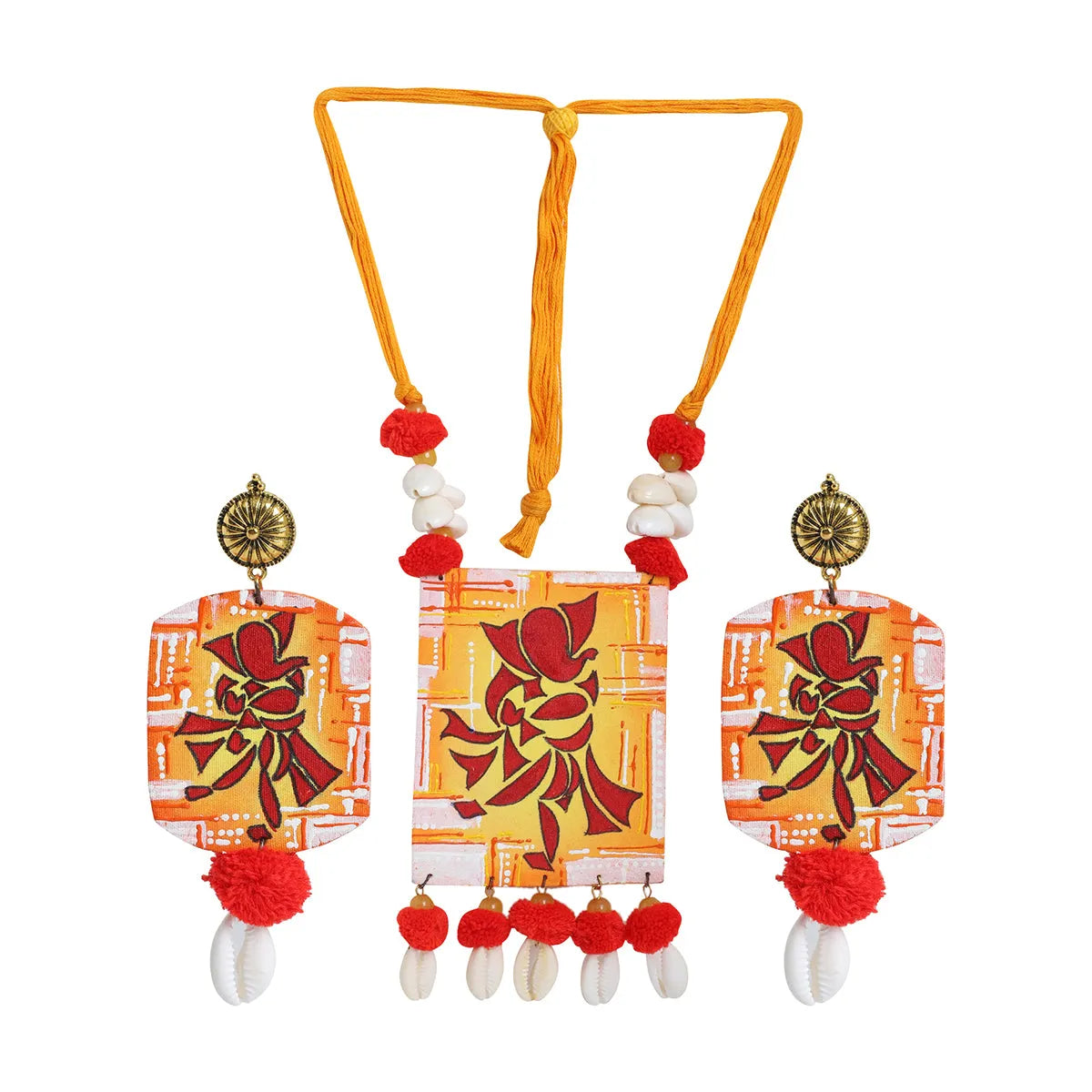 Taandav Mumbai Cha Ganesha Traditional Multi Color Hand Painted (Necklace set) HP-NP