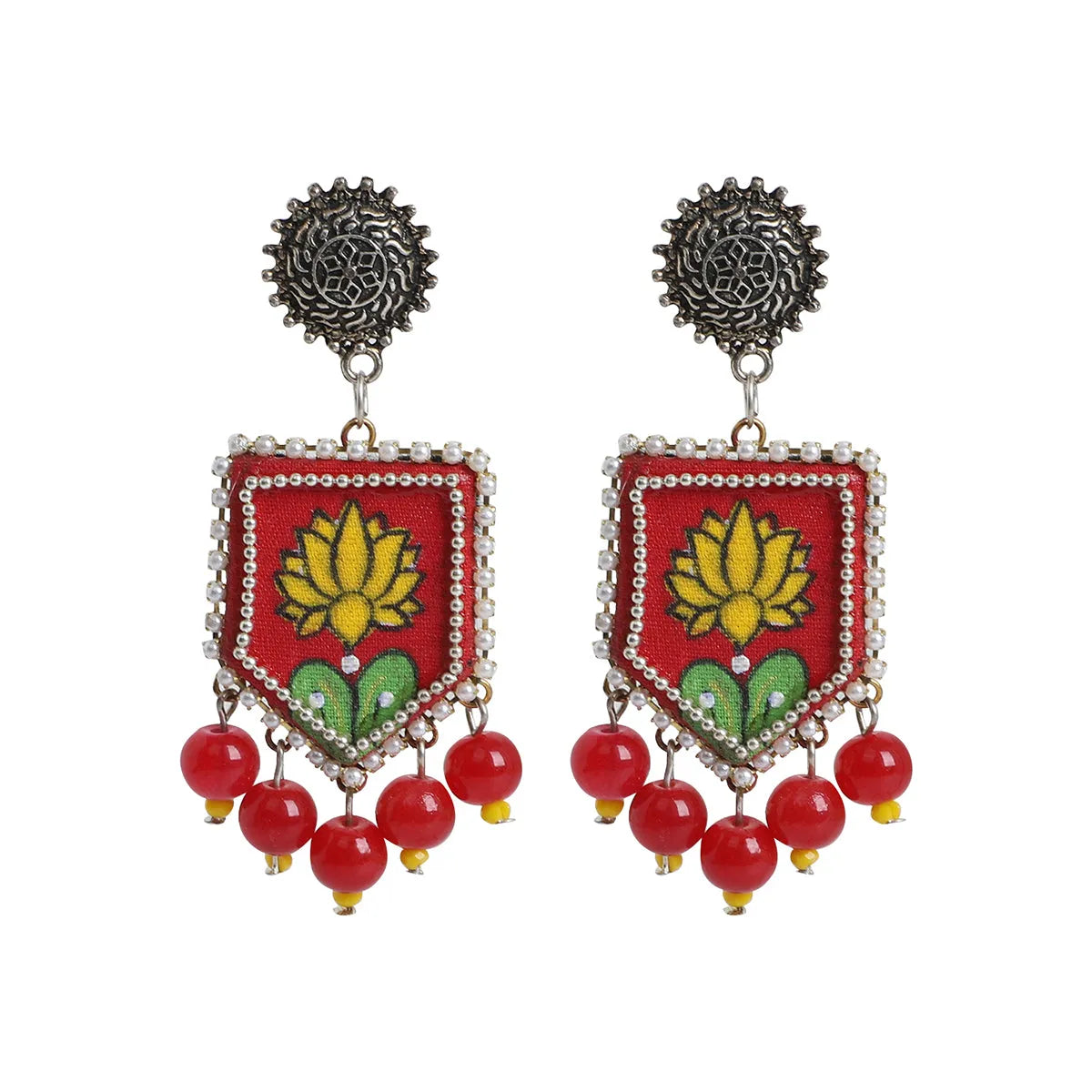 Braze Traditional Multi Color Hand Painted Drop (Earrings) HP-ER-025
