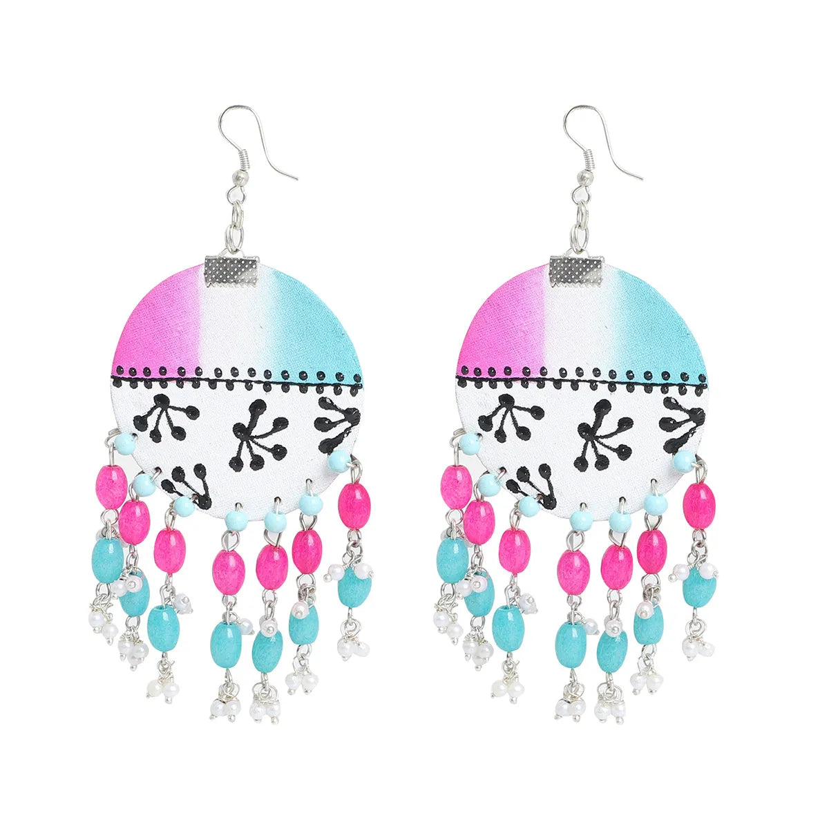 Sage Rosa Traditional Multi Color Hand Painted Drop (Earrings) HP-ER-176