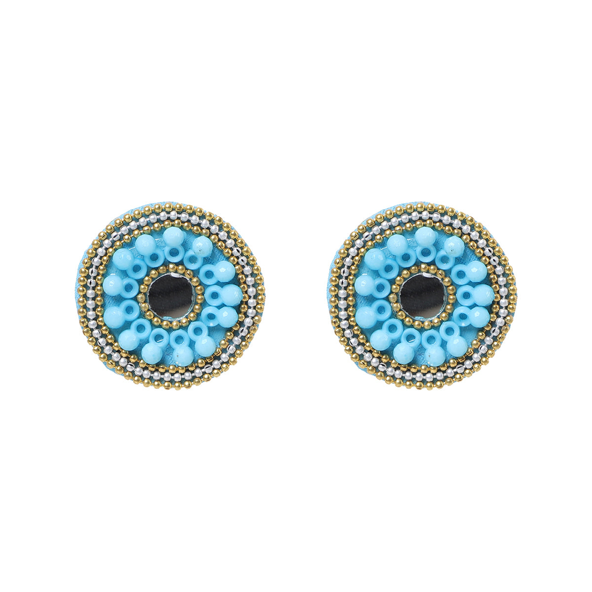 Navy Traditional Multi Color Handmade Stud (Earrings) HM-ER-052