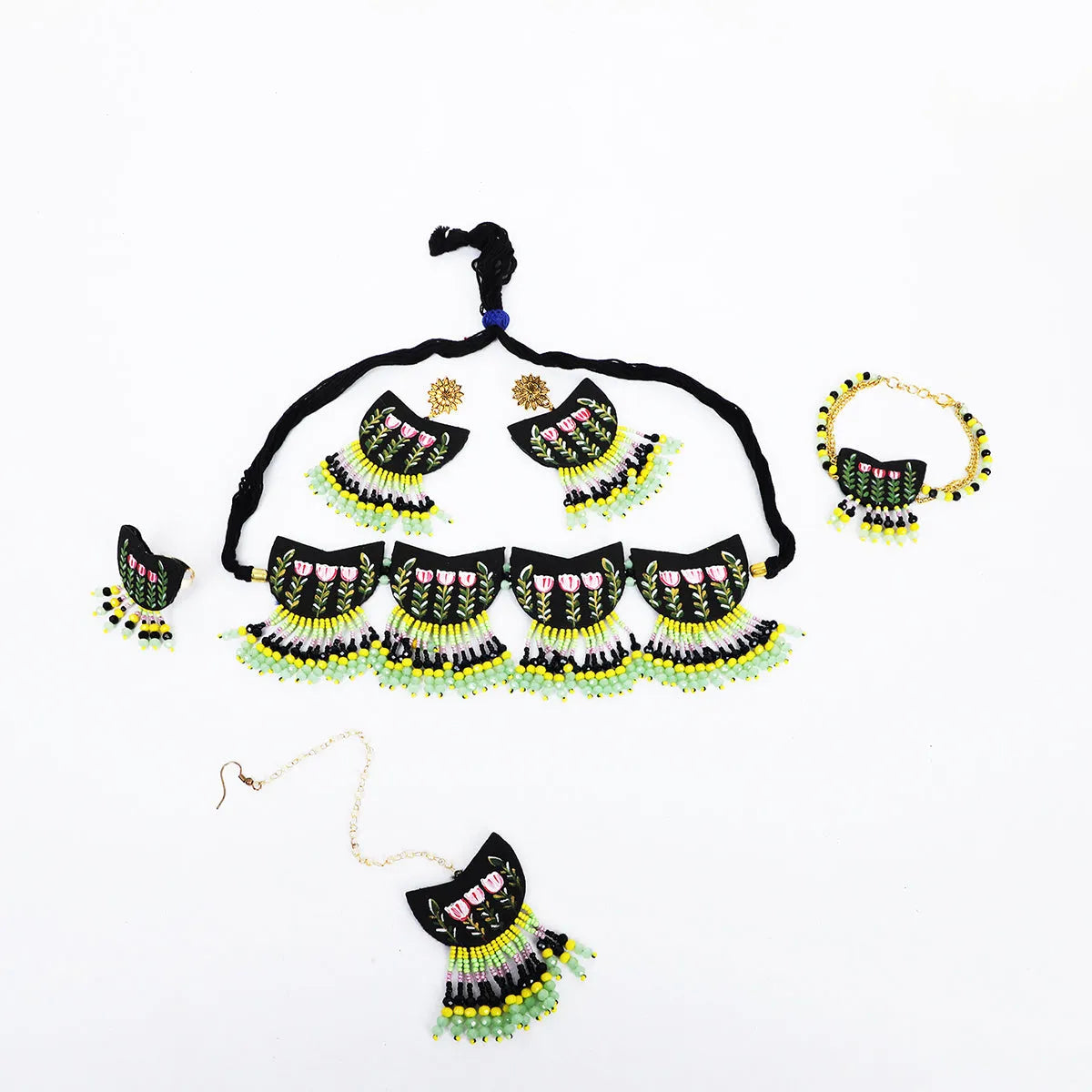 Madge Traditional Multi Color Hand Painted Bridal Jewelry (Shaadi Set) -020