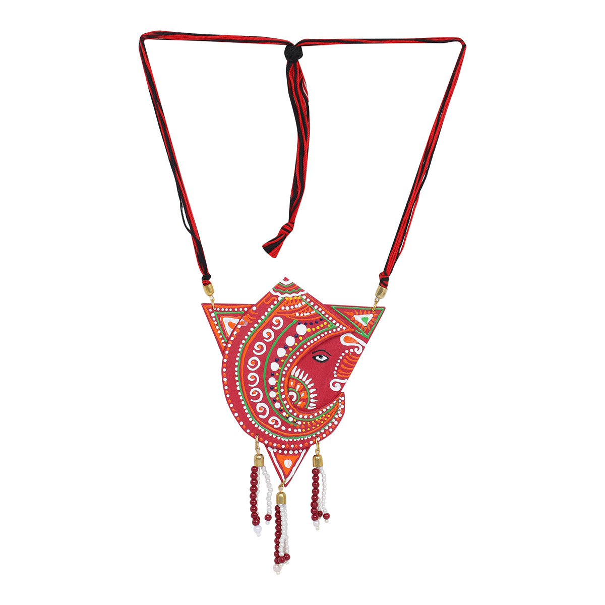 Vinayaka Mumbai Cha Ganesha Traditional Multi Color Hand Painted (Necklace) HP-NP-142