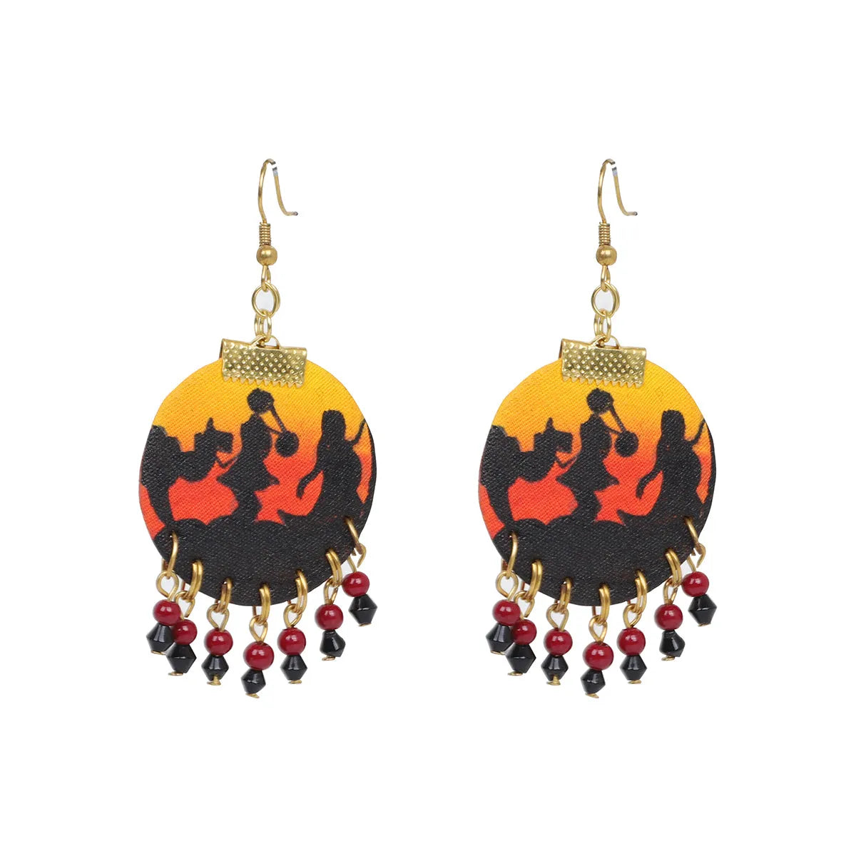 Folklore Modern Multi Color Hand Painted Drop (Earrings) HP-ER-062