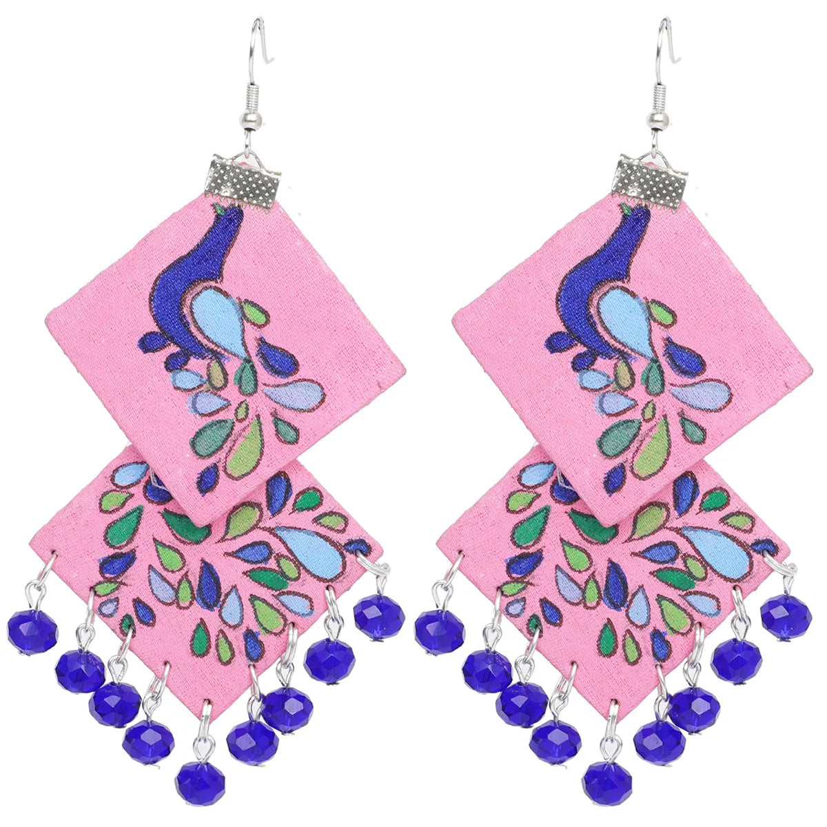 Lilac Traditional Multi Color Hand Painted Drop (Earrings) HP-ER-094