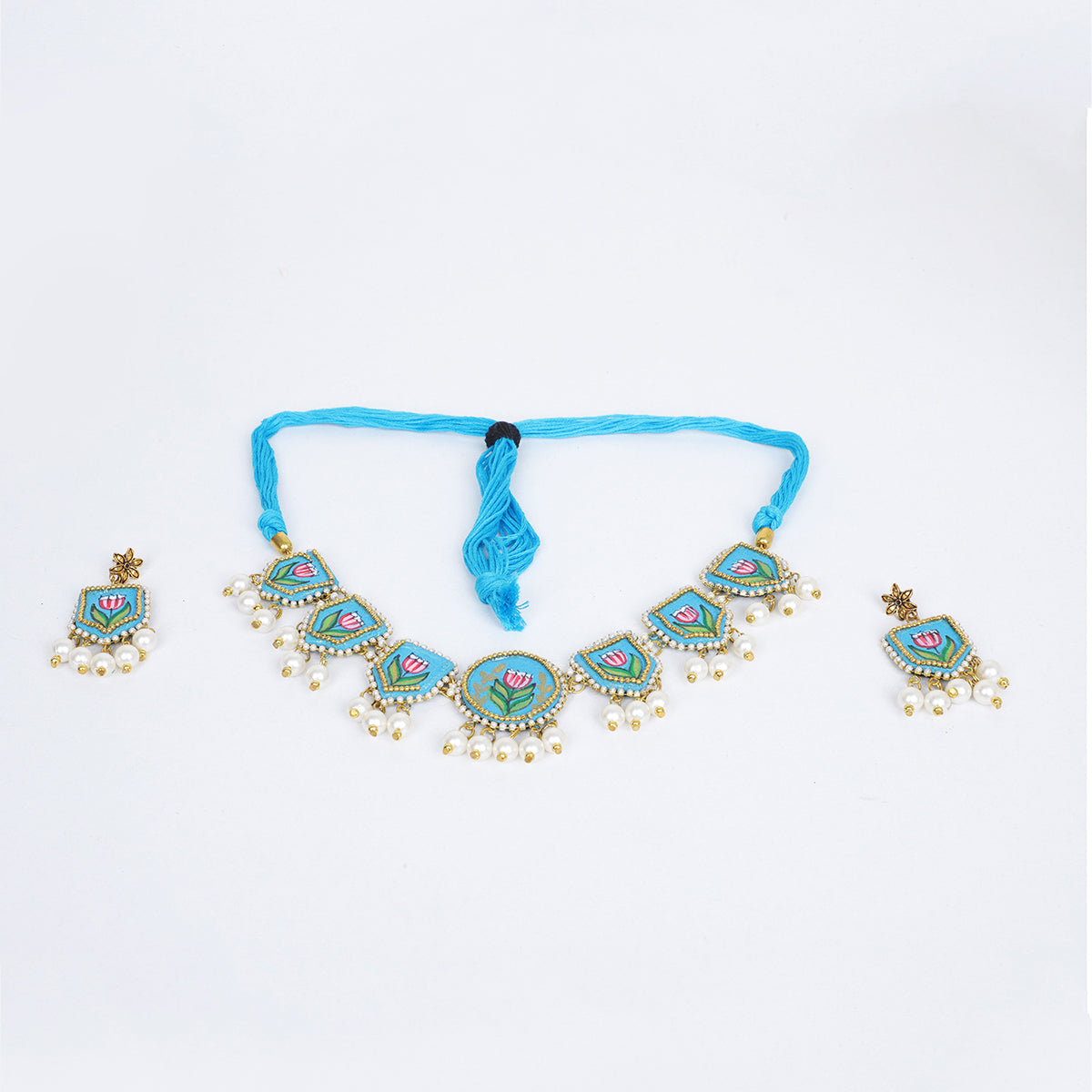Waffa Classic Blue Hand Painted (Choker Set) HP-NP-114