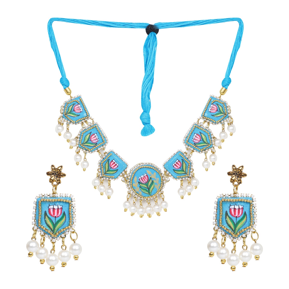 Waffa Classic Blue Hand Painted (Choker Set) HP-NP-114