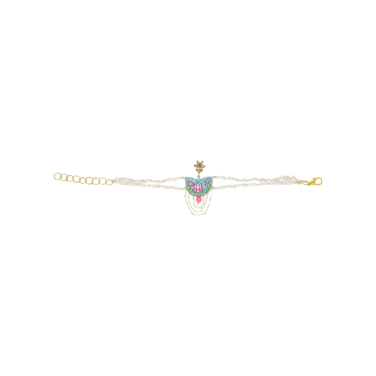 Kaatyayani Teal Blue Classic Hand Painted Bridal Jewelry (Shaadi Set)