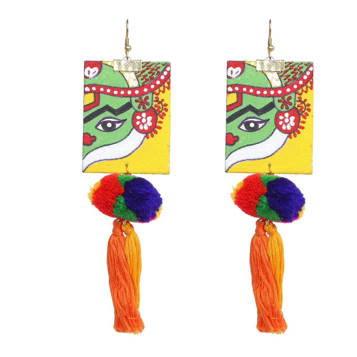 Nrityakala Traditional Multi Color Hand Painted Drop (Earrings) HP-ER-145