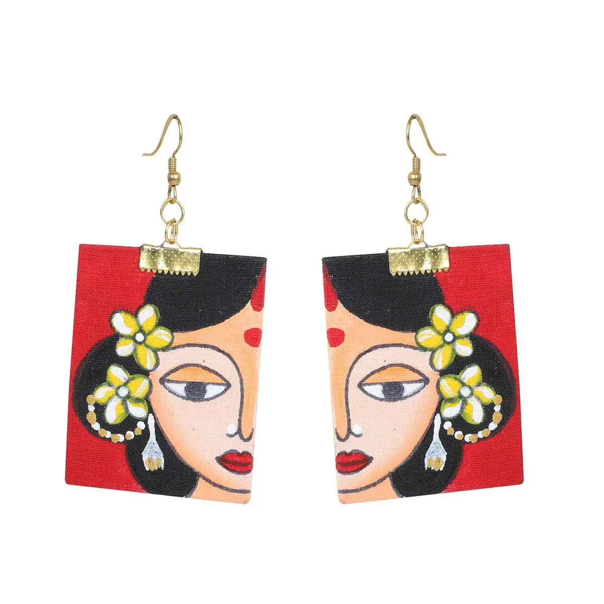 Champa Phool Traditional Multi Color Hand Painted Drop (Earrings) HP-ER-039