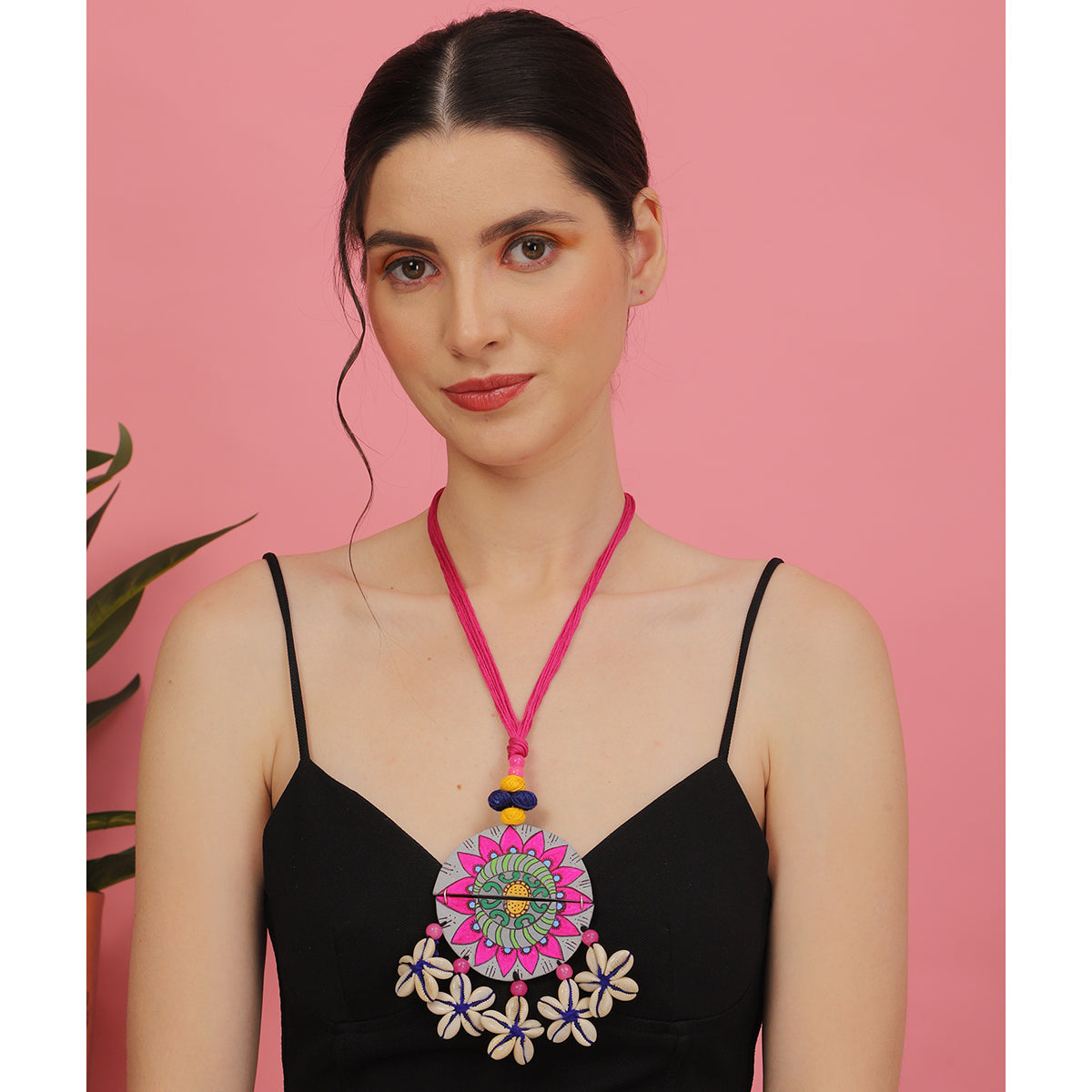 Mandala Shell Classic Multi Color Hand Painted (Necklace) HP-NP