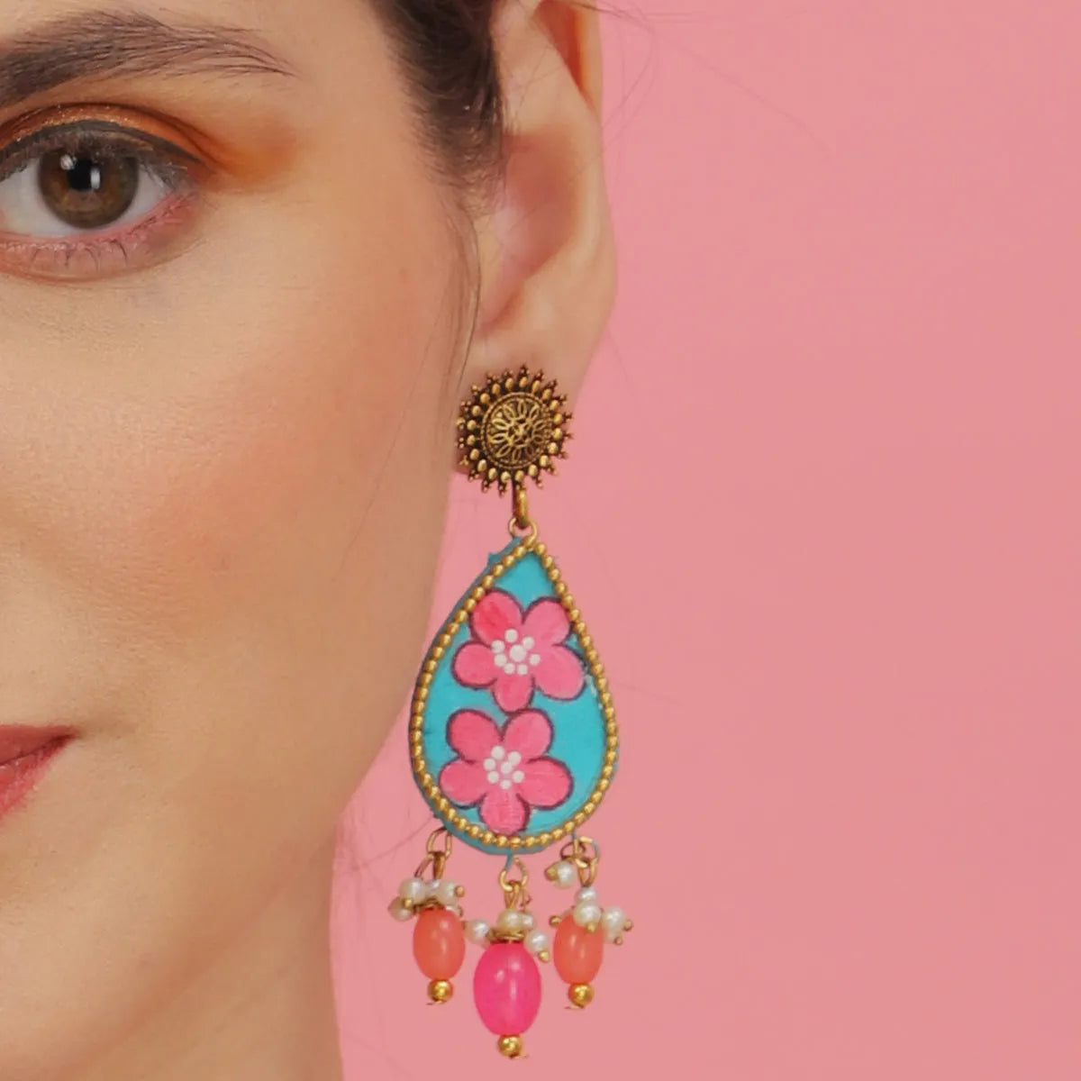 Kalyani Traditional Multi Color Hand Painted Drop (Earrings) HP-ER