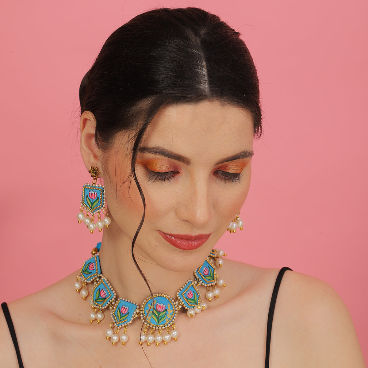 Waffa Classic Blue Hand Painted (Choker Set) HP-NP-114