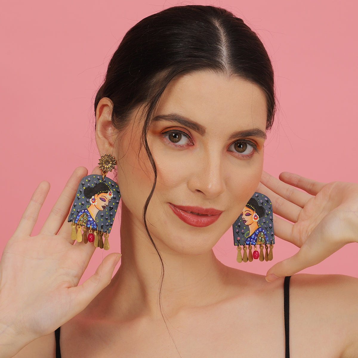 Saundarya Traditional Multi Color Hand Painted Drop (Earrings) HP-ER-177