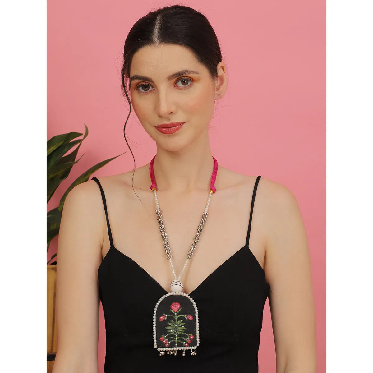 Jharonkha Black Classic Multi Color Hand Painted (Necklace) HP-NP