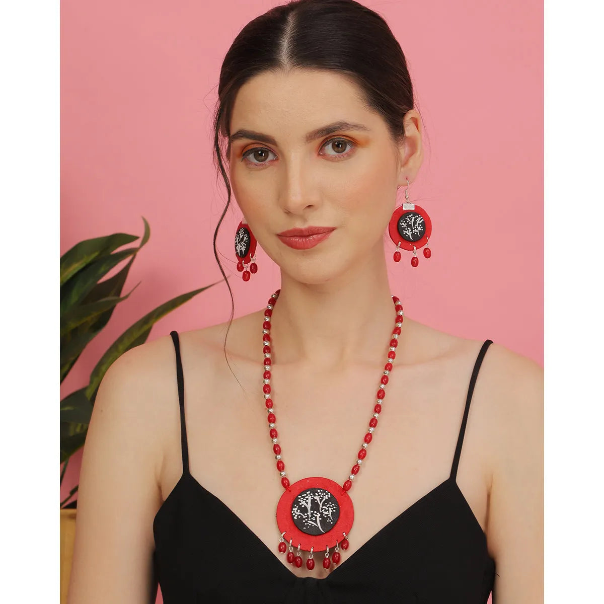 Rosy Classic Multi Color Hand Painted (Necklace Set) HP-NP