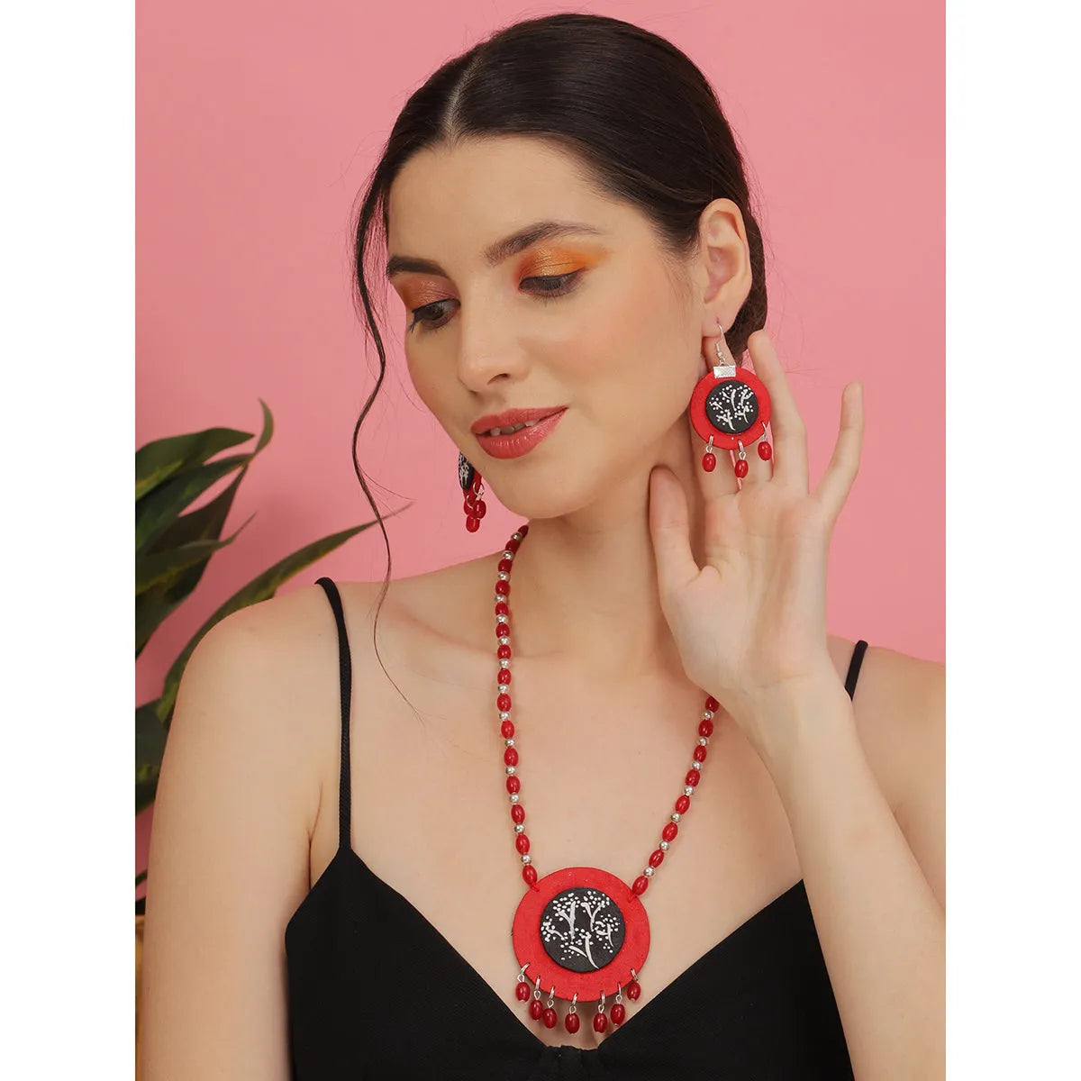 Rosy Classic Multi Color Hand Painted (Necklace Set) HP-NP