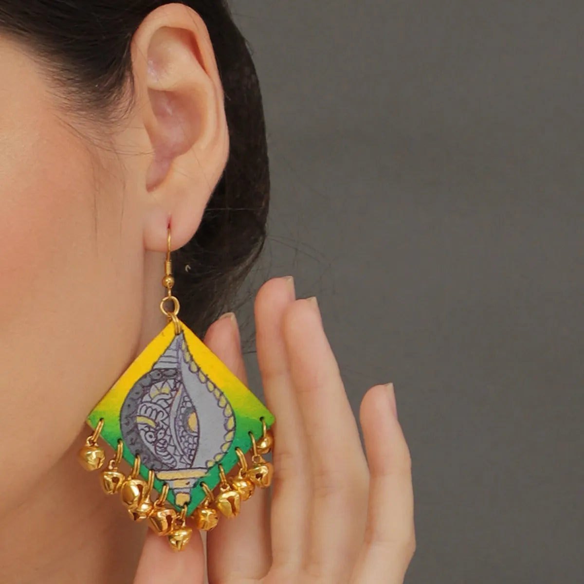 Kaudi Design Traditional Multi Color Hand Painted Drop (Earrings) HP-ER-091
