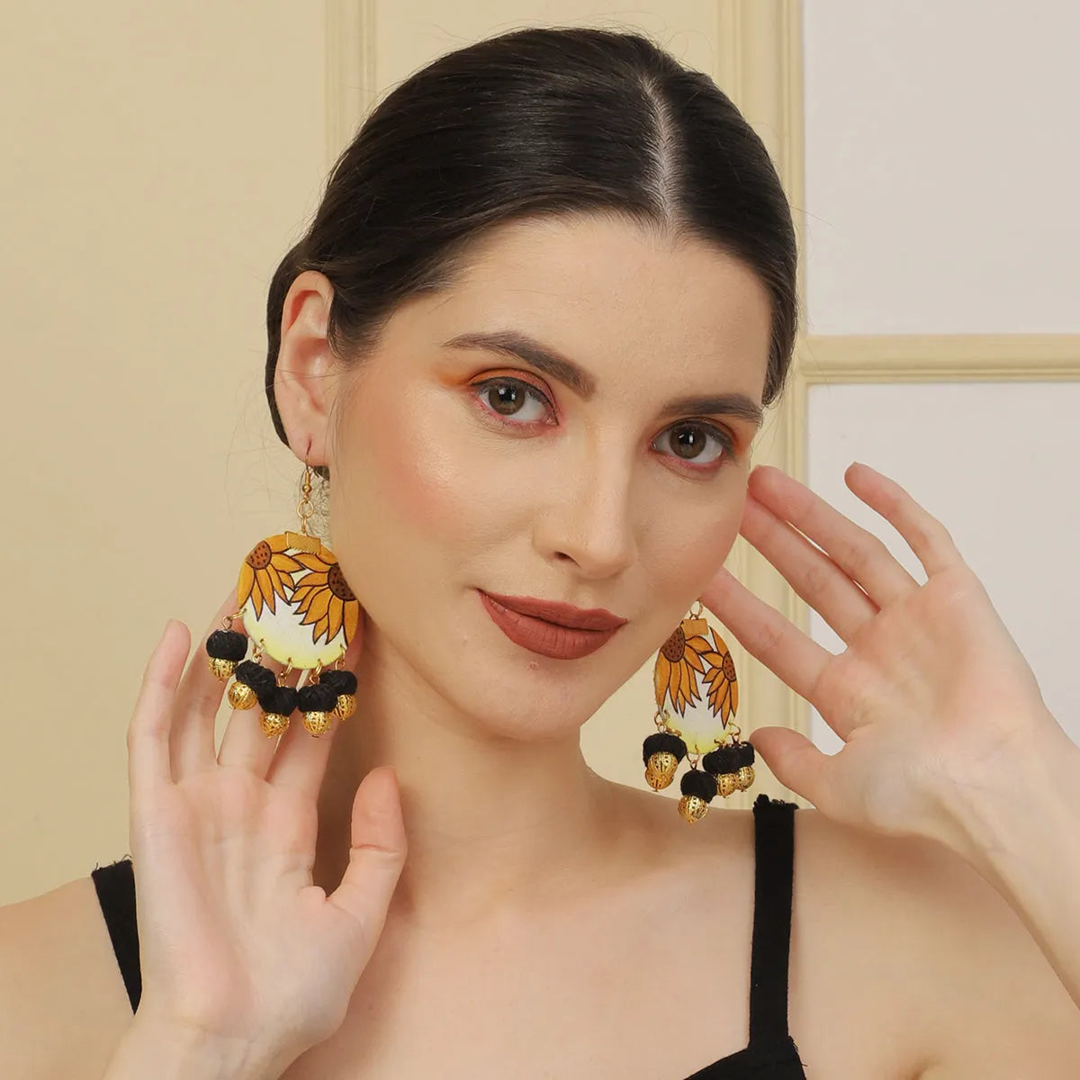 Lilium Traditional Multi Color Hand Painted Drop (Earrings) HP-ER-095