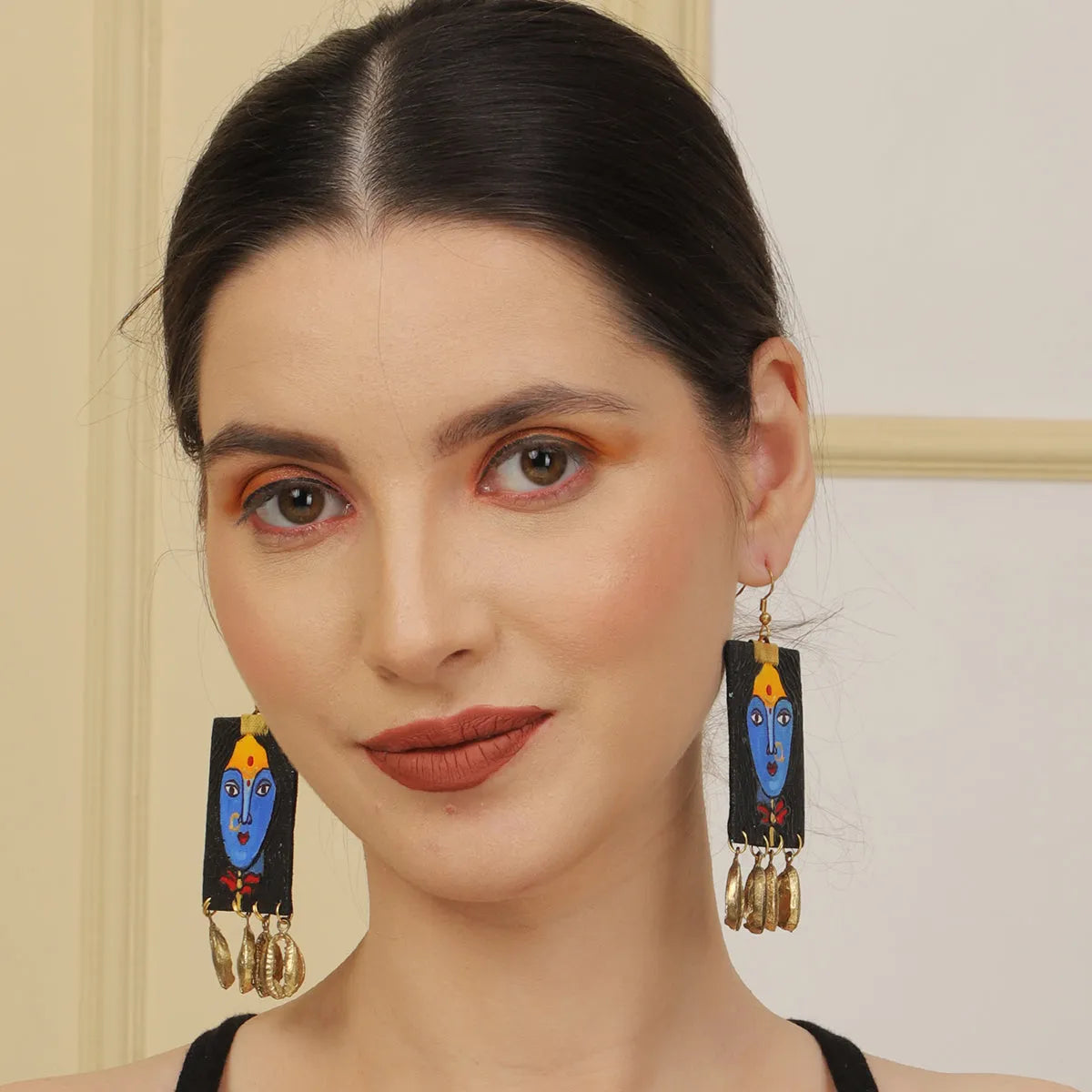 Adhisri Traditional Multi Color Hand Painted Drop (Earrings) HP-ER-006