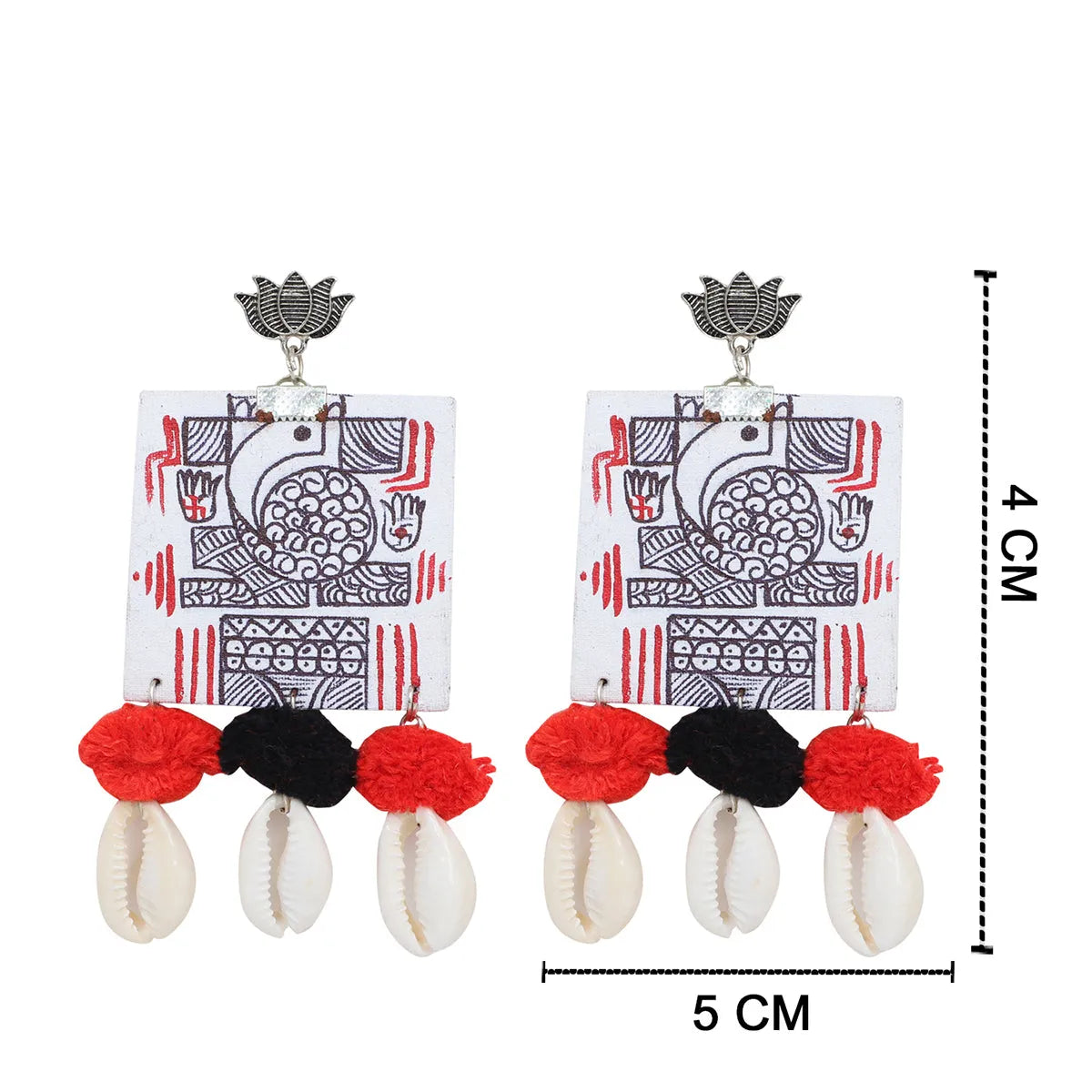 Ambikeya Mumbai Cha Ganesha Traditional White Hand Painted (Earrings) HP-ER-