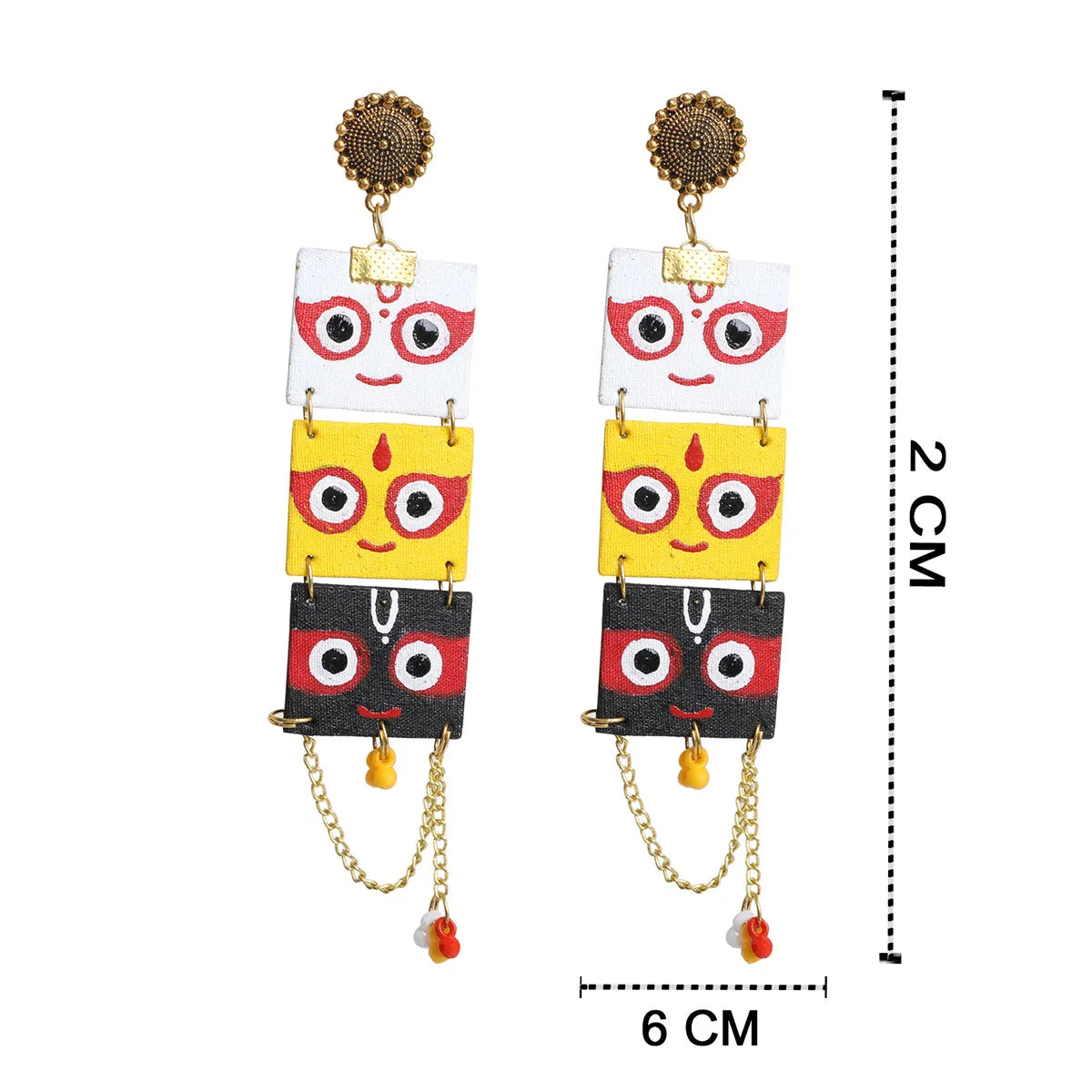 Keshava Puri Jagannath Traditional Multi Color Hand Painted Drop (Earrings) HP-ER-160