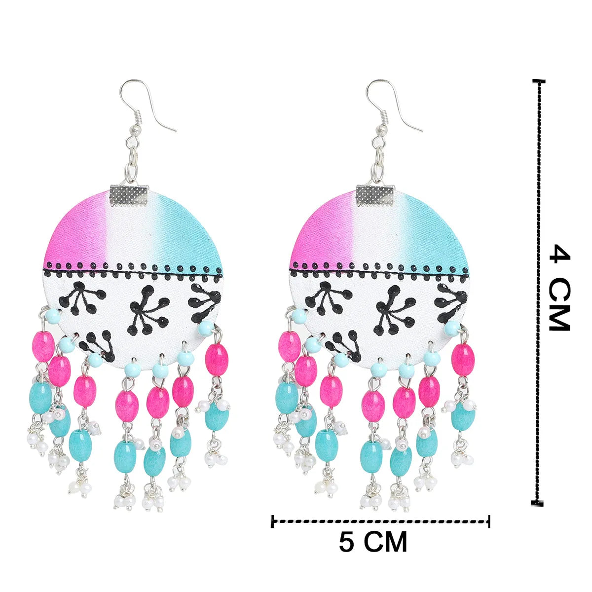 Sage Rosa Traditional Multi Color Hand Painted Drop (Earrings) HP-ER-176