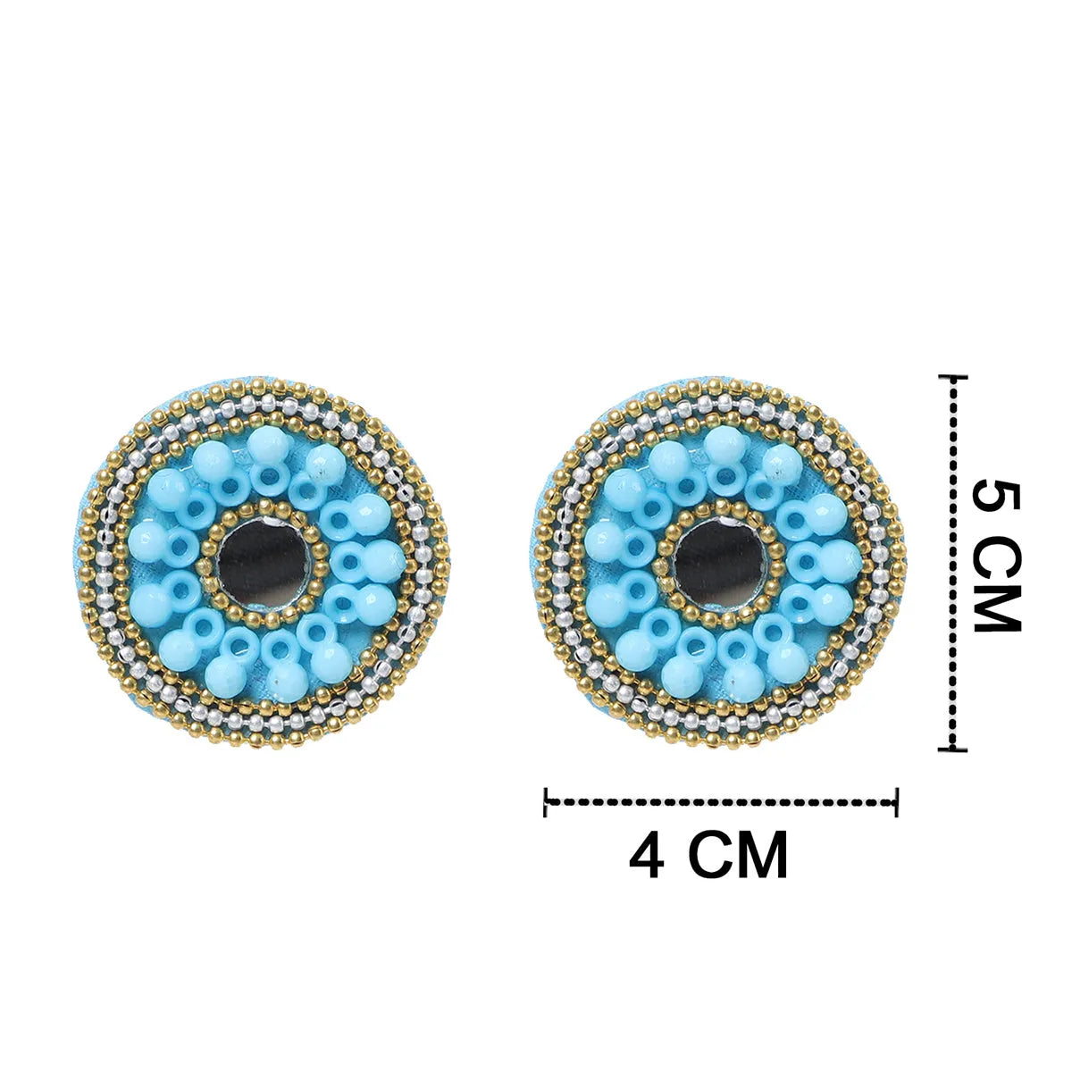Navy Traditional Multi Color Handmade Stud (Earrings) HM-ER-052