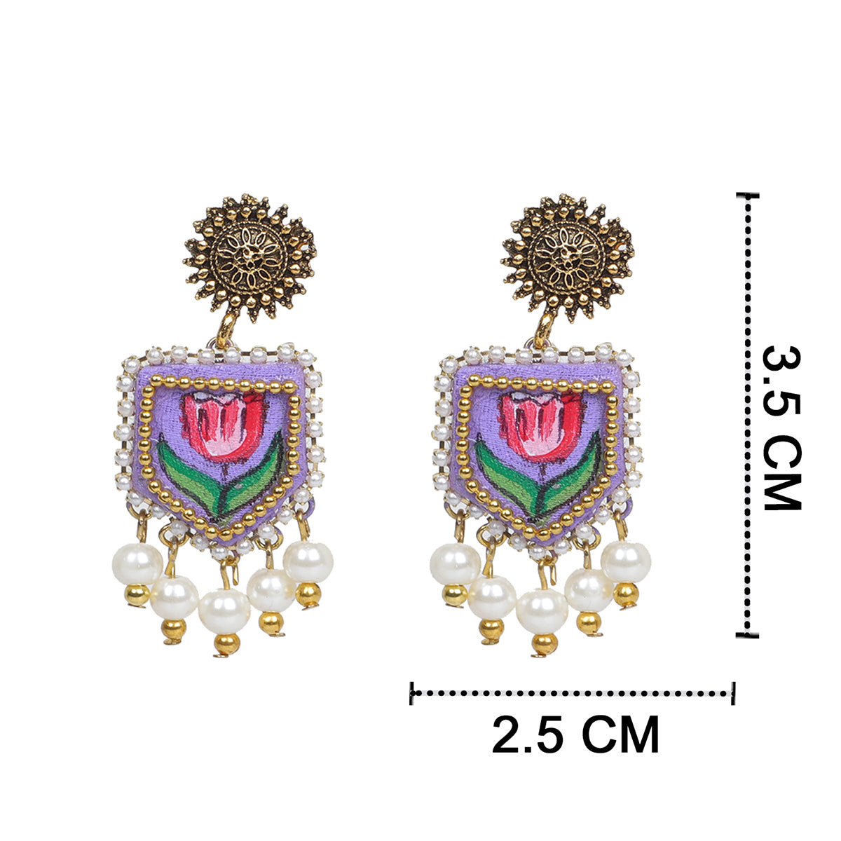 Purply Traditional Multi Color Hand Painted Drop (Earrings) HP-ER-205
