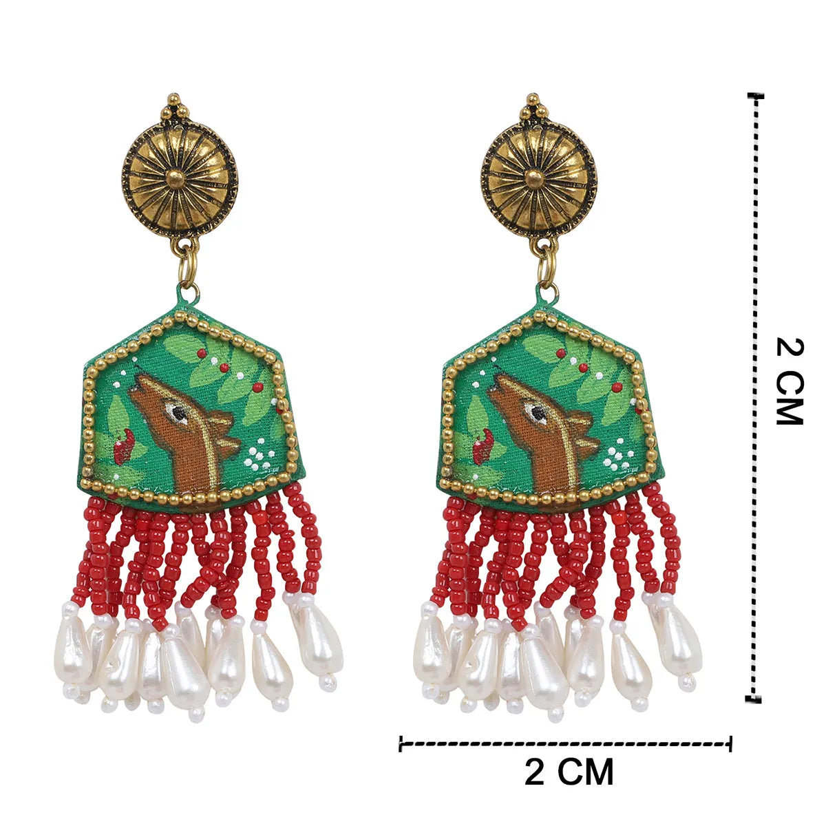 Mithila Traditional Green Handmade Drop (Earrings) HP-ER-