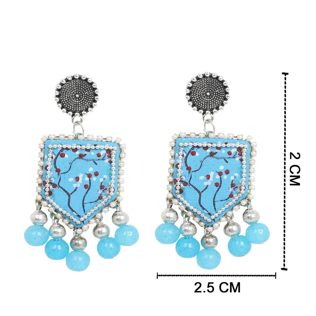 Cassia Traditional Multi Color Hand Painted Drop (Earrings) HP-ER-037