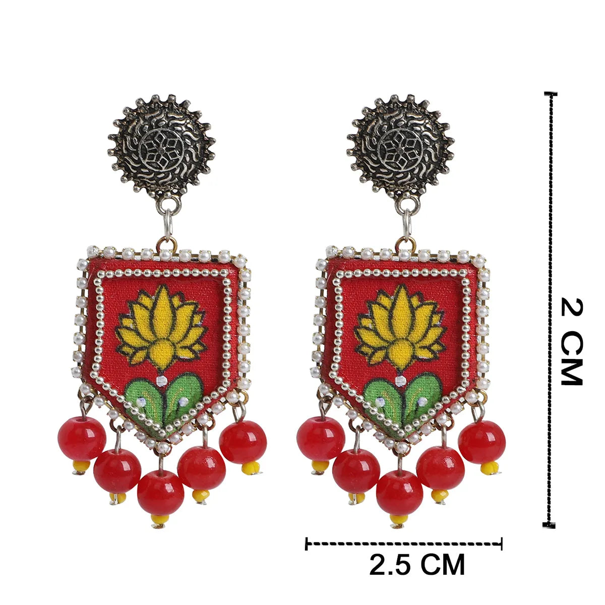Braze Traditional Multi Color Hand Painted Drop (Earrings) HP-ER-025