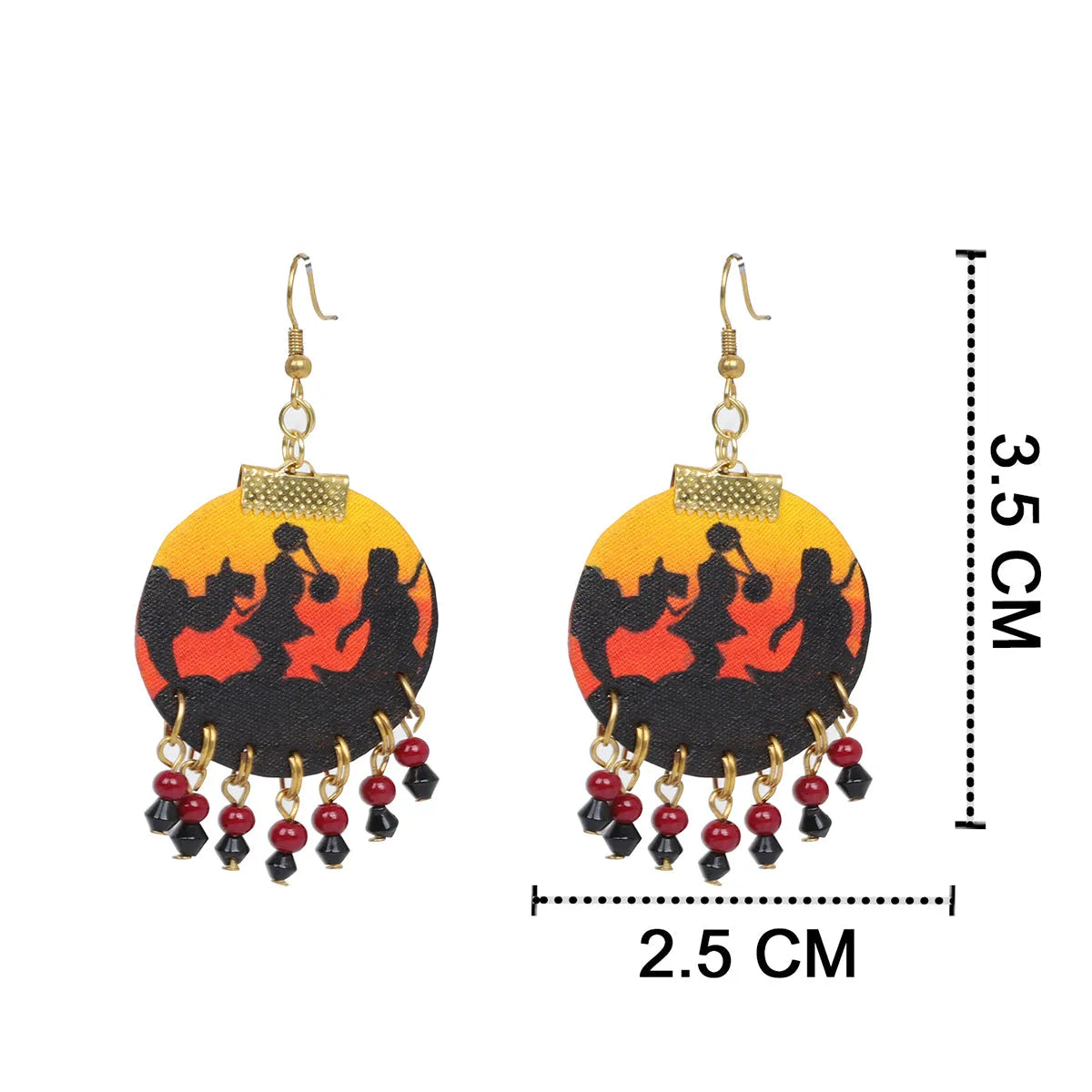 Folklore Modern Multi Color Hand Painted Drop (Earrings) HP-ER-062