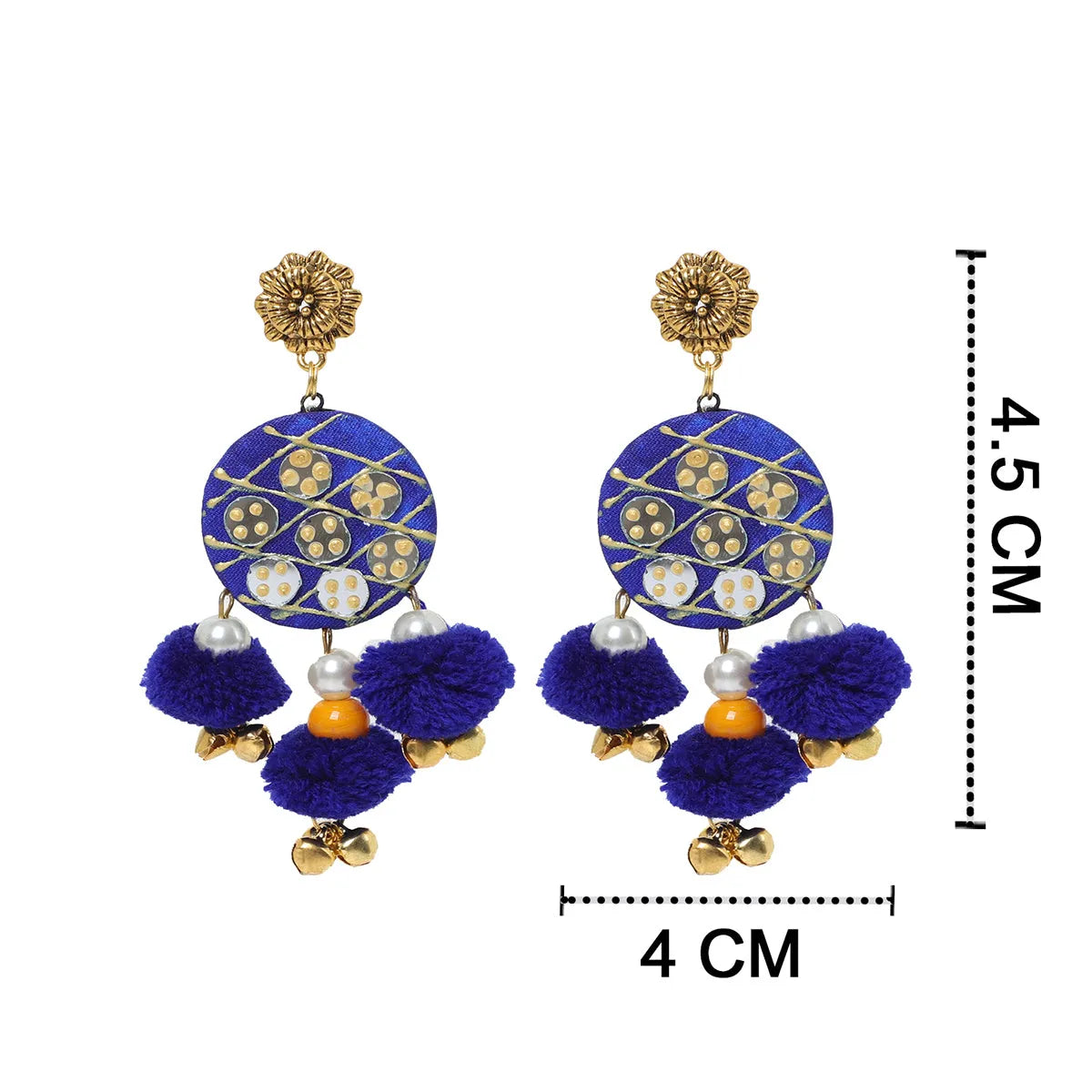 Azure Traditional Multi Color Hand Painted Drop (Earrings) HP-ER-202
