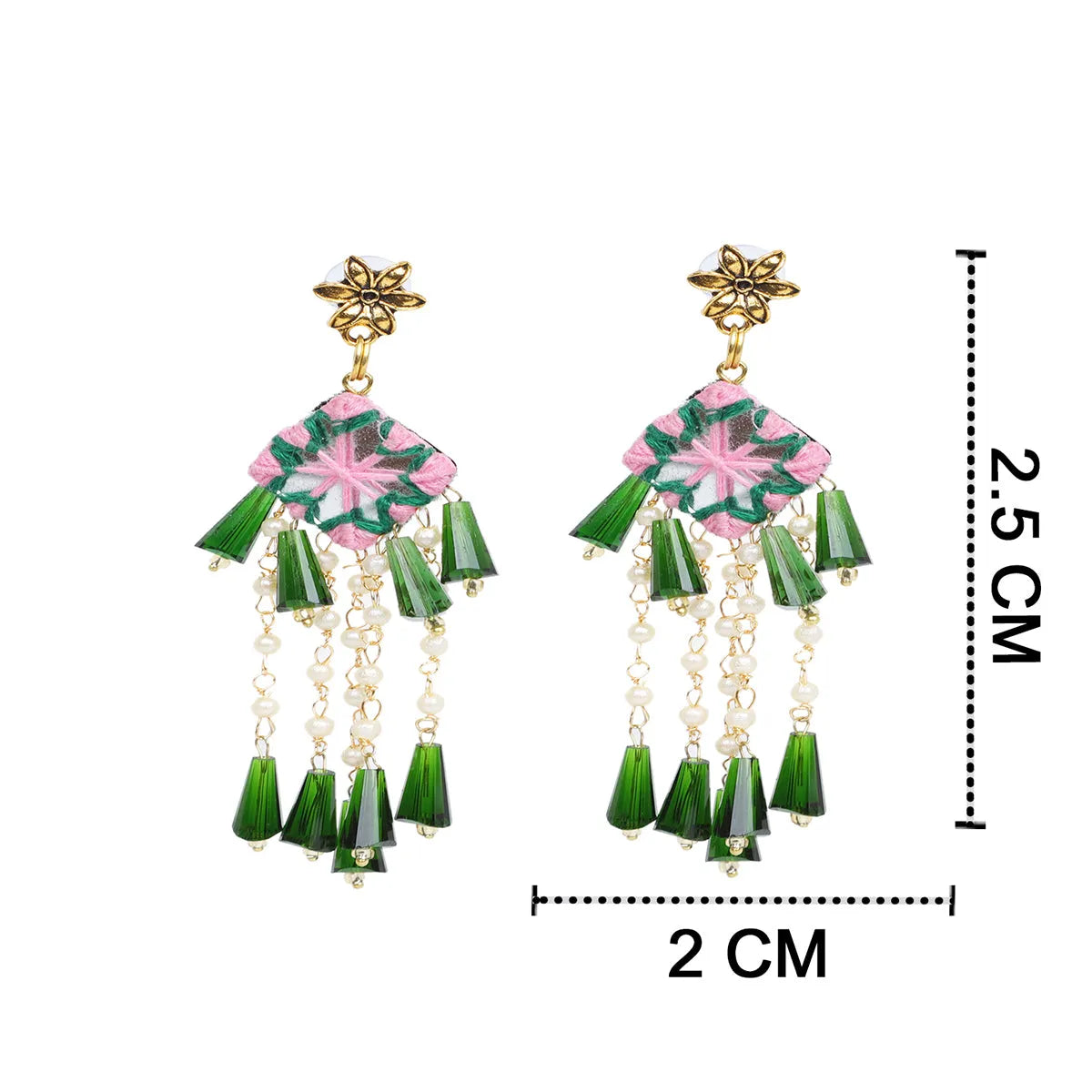 Ekaa Kalaratri Mirror Traditional Multi Color Handmade Drop (Earrings) HM-ER-049