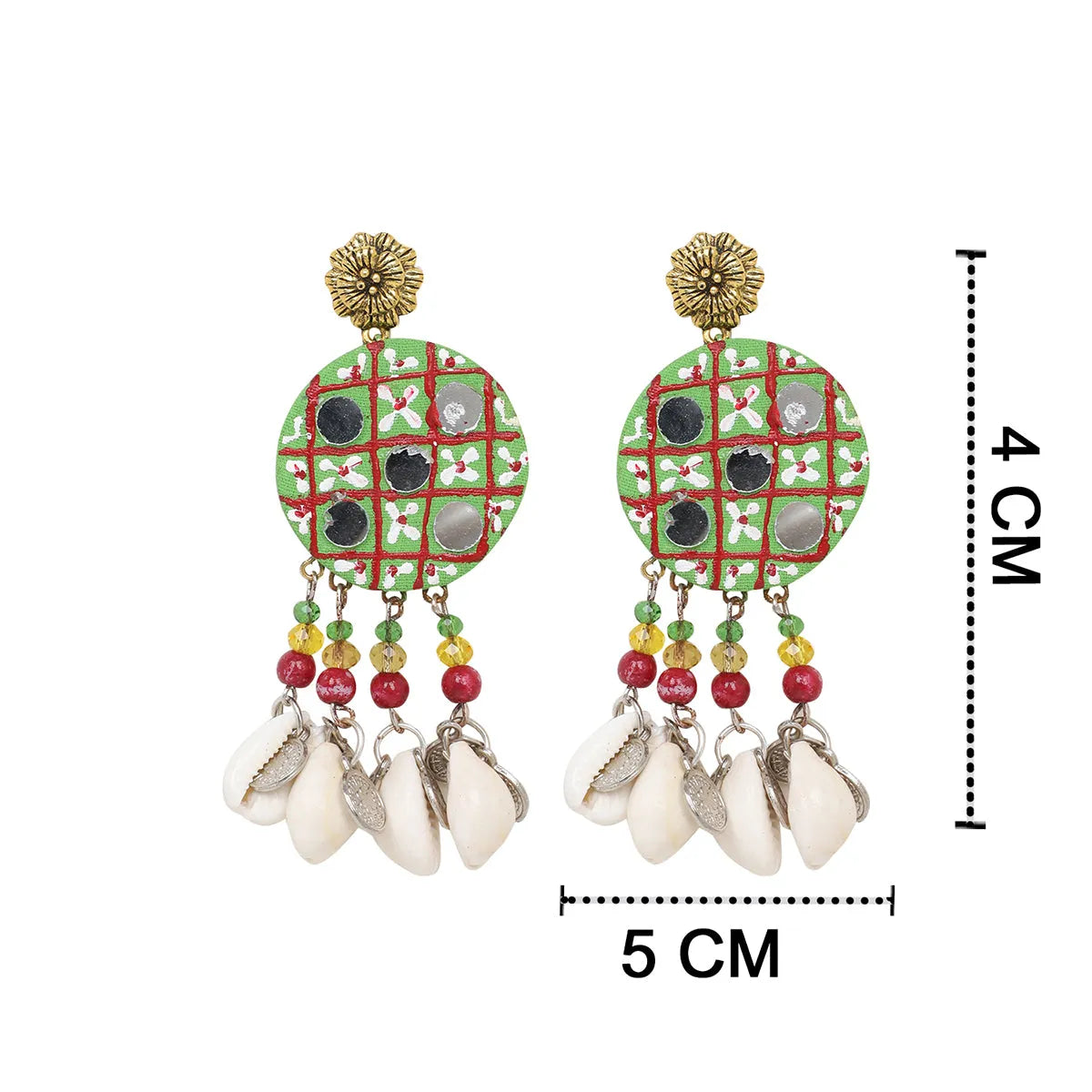 Olive Traditional Multi Color Hand Painted Drop (Earrings) HP-ER-