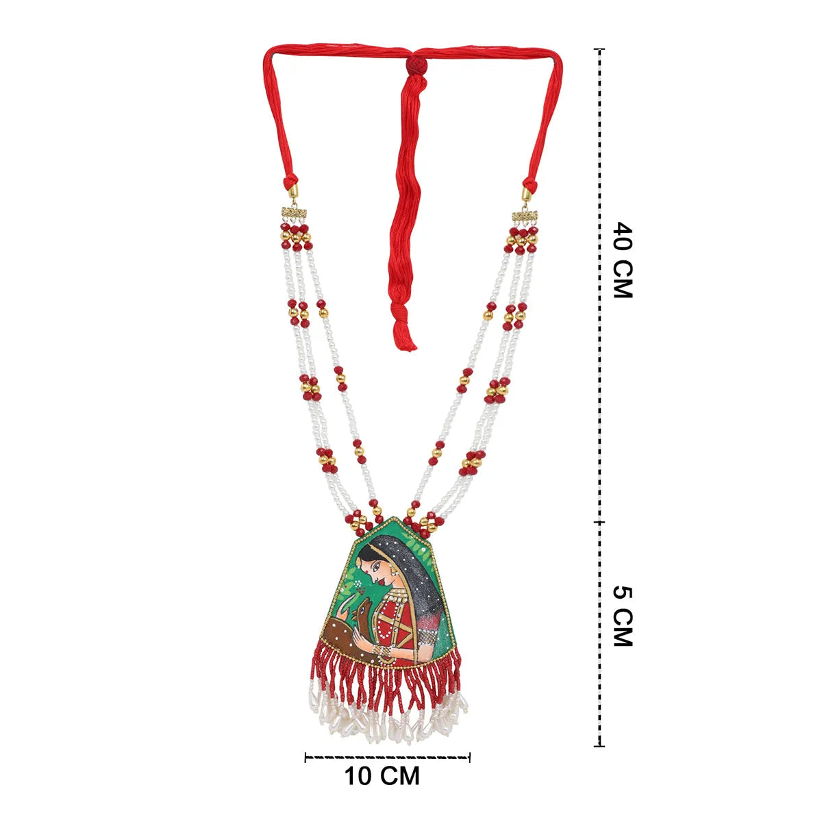 Mithila Red Classic Multi Color Hand Painted (Necklace) HP-NP-156