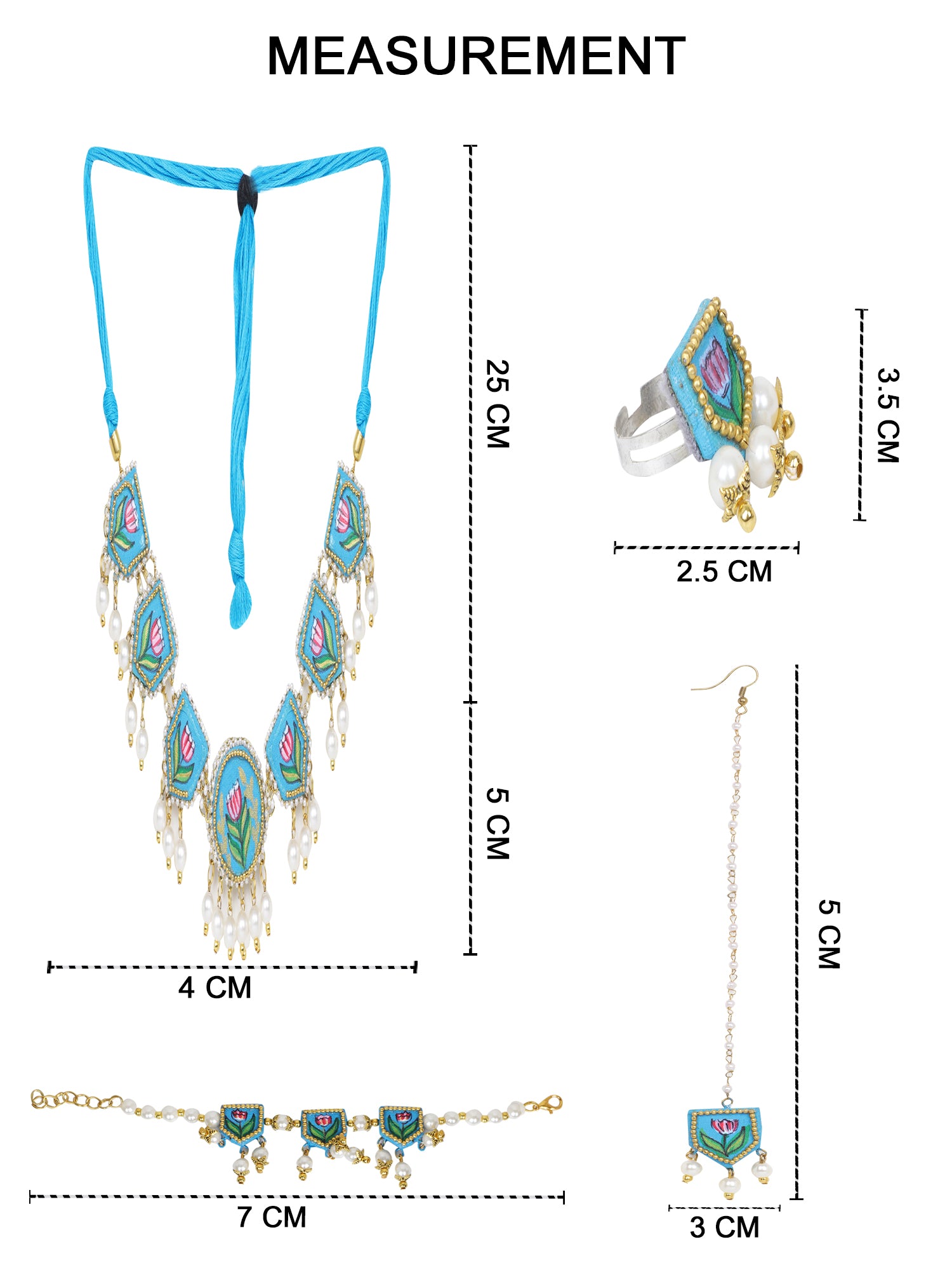 Waffa Classic Multi Color Hand Painted Bridal Jewelry (Shaadi Set) -014