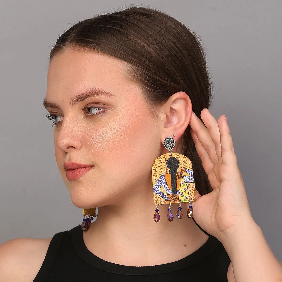 Ada Urban Naari Bohemian Multi Color Hand Painted Drop (Earrings) HP - ER - 196 - KHOJ.CITY