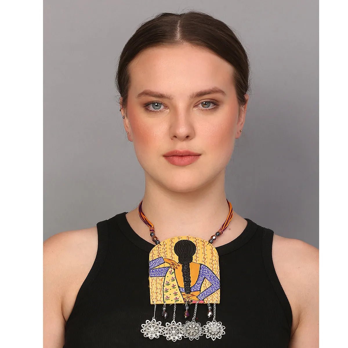 Ada Urban Naari Bohemian Yellow Hand Painted (Necklace) HP - NP - 106 - KHOJ.CITY