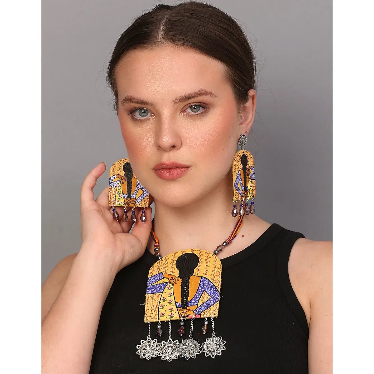 Ada Urban Naari Bohemian Yellow Handmade (Necklace set) HP - NP - KHOJ.CITY