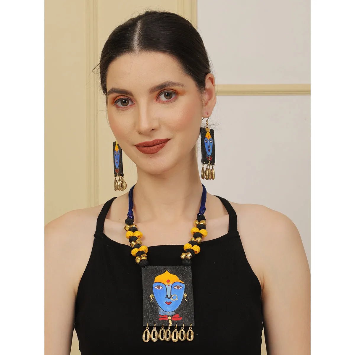 Adhisri Traditional Multi Color Hand Painted (Necklace set) HP - NP - KHOJ.CITY