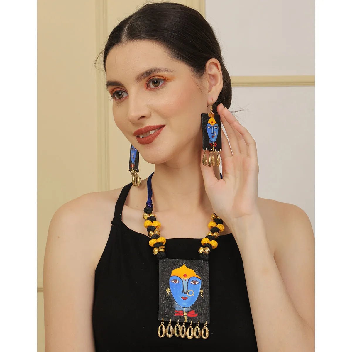 Adhisri Traditional Multi Color Hand Painted (Necklace set) HP - NP - KHOJ.CITY